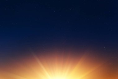 güneşin doğuşunu boş karanlık gece gökyüzü arka plan için yıldız ile