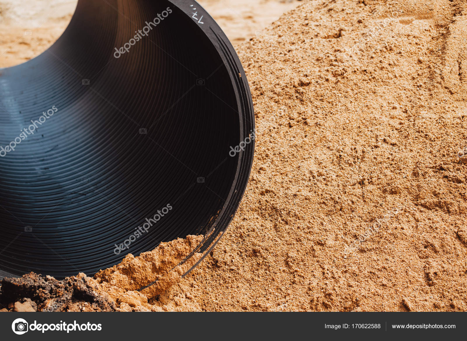 Building underground drain PVC water pipe concept Stock Photo by