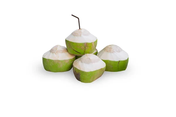 Jus de noix de coco frais boisson de fruits haute nutrition isolé sur blanc avec chemin de coupe — Photo