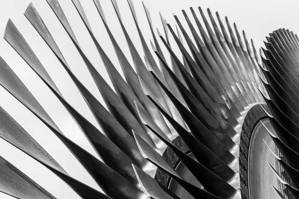 High precision metal turbine blades closeup industrial art and design engineering concept — Stock Photo, Image