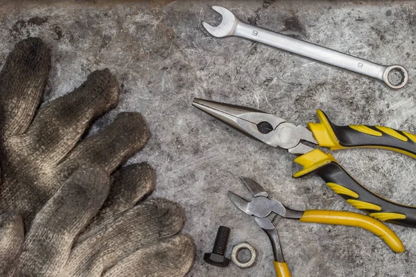 Corrigir e reparar handyman ferramentas de oficina de fundo — Fotografia de Stock