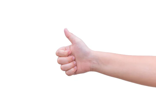 Tummen upp hand bra som kroppshållning isolerad på vit — Stockfoto