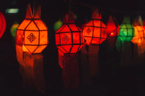 Colorful Paper Lamp Traditional Thai Style Call Yee Peng Lantern — Stock Photo, Image