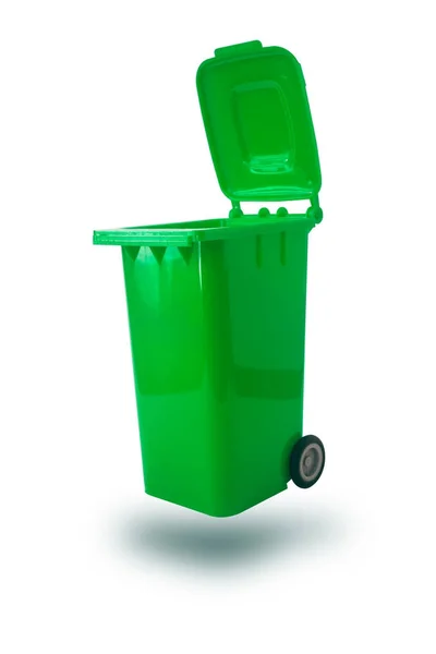 Beweegbare Groen Recycle Bin Geïsoleerd Wit — Stockfoto