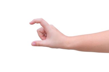Beyaz arka plan üzerinde izole el holding veya ölçek boyutu hareketi