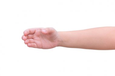 Elini tut beyaz arka plan üzerinde izole Kupası jest