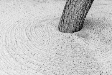 Zen taş Bahçe Japonya siyah ve beyaz