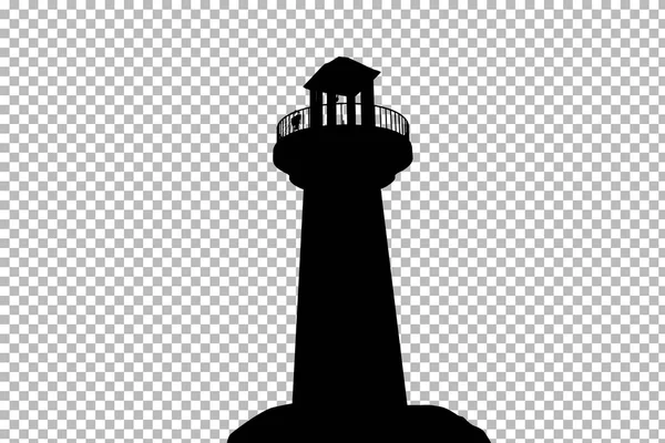 Silhouette Lighthouse Rock Isolated Clipping Path — Stock Photo, Image