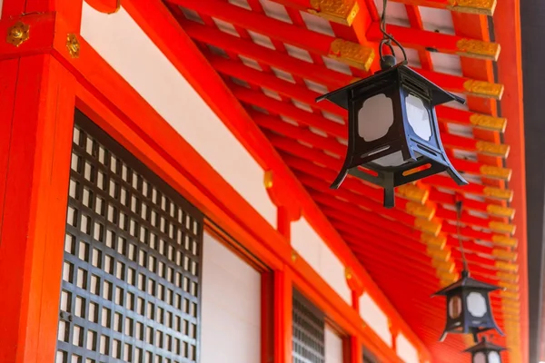 Ιαπωνικά Λάμπα Διακόσμηση Στο Κόκκινο Τέμενος Ναού Στην Ιαπωνία — Φωτογραφία Αρχείου