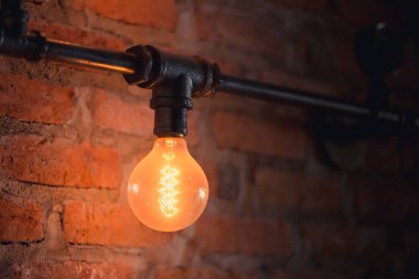 Vintage ampul tuğla duvar loft tarzı kafe aydınlatma dekorasyon