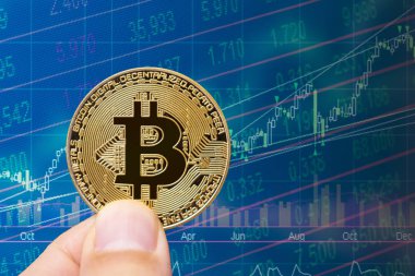 finansal para Satım pazarlama dijital arka plan ile altın bitcoin