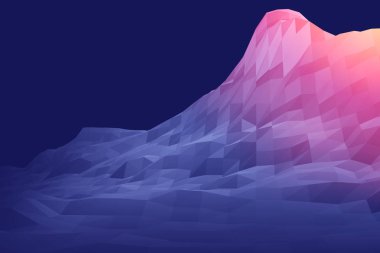 dağ fütüristik düşük Poli geometri manzara soyut arka plan için 3D render