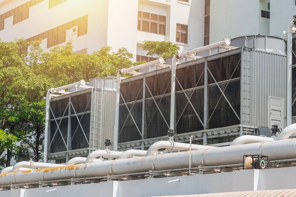 Hvac Luftkühler Auf Dachanlagen Von Klimaanlagen Für Große Industrielle Luftkühlsysteme — Stockfoto