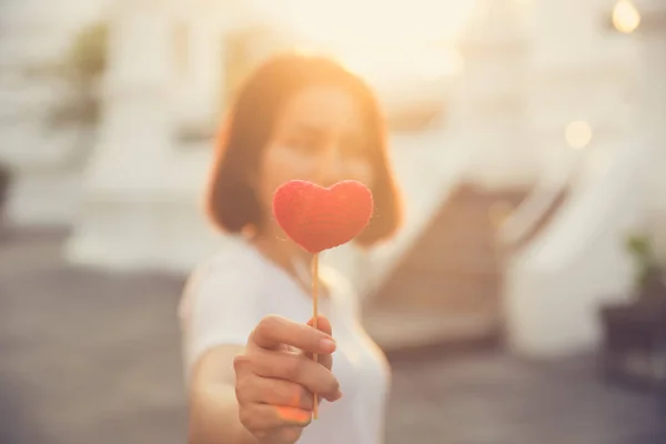 Adolescent Avec Amour Coeurs Belle Heureux Amour Valentine Day Vintage — Photo