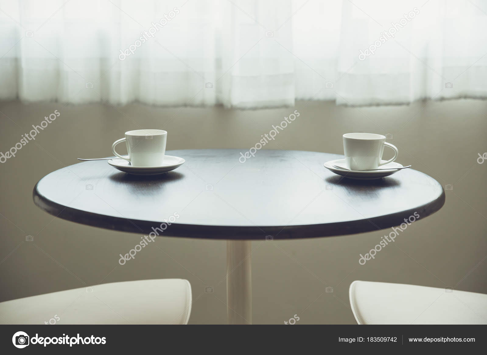 Two Coffee Cups Table Windows Morning Romantic Love Concept Stock Photo C Coffeekai 183509742
