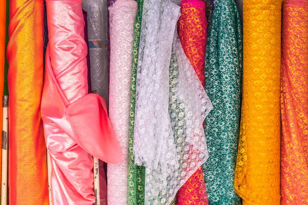 India Tailandesa Tela Colorida Textil Patrón Floral Rollo Tela Industria —  Fotos de Stock