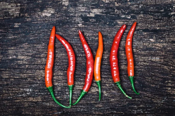 Red Hot Chili Peppers Rustic Wooden Top View — Stock Photo, Image