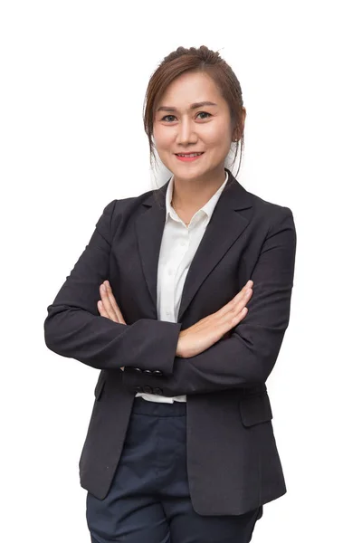 Asiático Mulheres Negócios Sorriso Isolado Fundo Branco — Fotografia de Stock