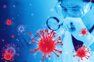 Coronavirus 2019-nCoV Corona virüsü salgını. Salgın Virüs Solunum Sendromu. China Covid Sars Mers Virüs araştırma konsepti.