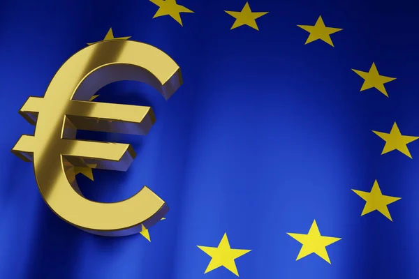 Eur Euro Moneda Firma Con Bandera Nacional Unión Europea Fondo —  Fotos de Stock