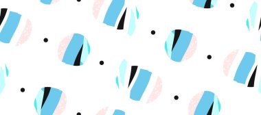 El vektör soyut yapımı evrensel trendy yaratıcı kolaj seamless modeli farklı dokular ve şekiller ile beyaz arka plan üzerinde izole dokulu. Modern grafik tasarım. Olağandışı İskandinav sanat