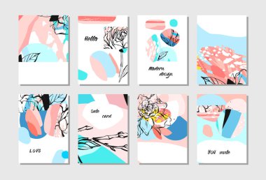 El çizimi vektör özeti evrensel olağandışı tarih kartları şablonu koleksiyonunu grafik şakayık çiçeklerle kaydet. El yapımı kumaşlar. Düğün, yıldönümü, doğum günü, parti davetiyeleri, flayer