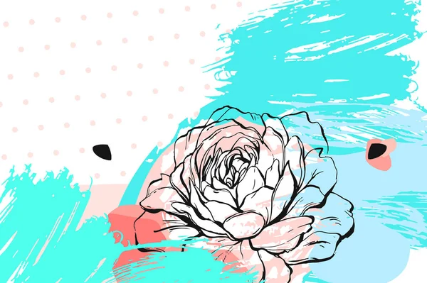 Dibujado a mano vector abstracto cabecera collage floral con flores de primavera.Diseño femenino para tarjeta, invitación, guardar la fecha, boda, cumpleaños, saludo, venta, bisiness — Vector de stock
