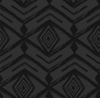 Siyah kabile Navajo doodle elemanları ile Dikişsiz desen vektör. Aztek soyut geometrik sanat baskı. etnik hipster zemin. Duvar kağıdı, kumaş tasarım, kumaş, kağıt, tekstil. Elle çizilmiş.