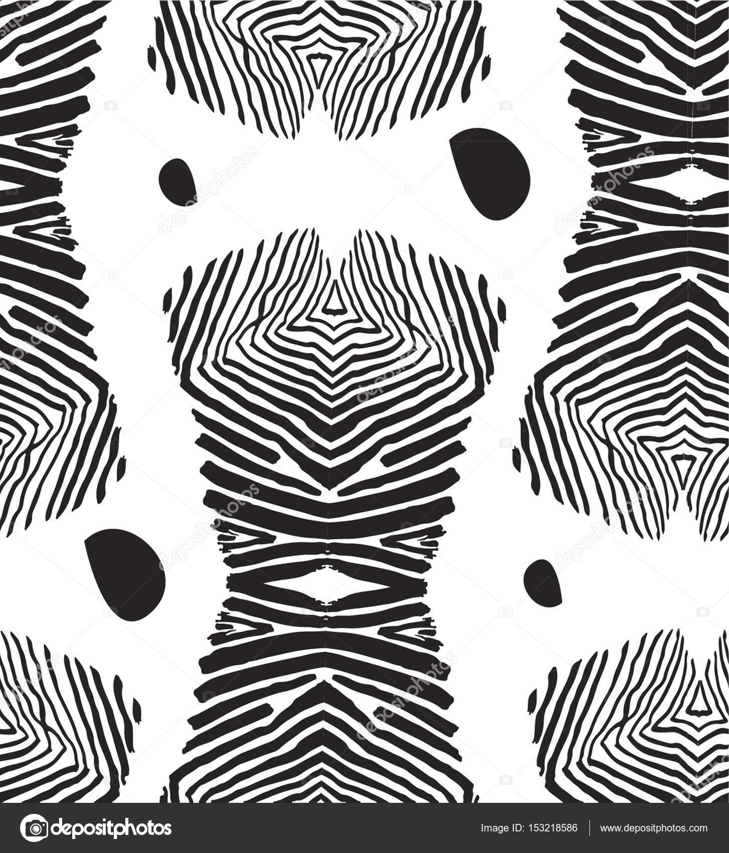 Fatte a mano astratto grafico Reticolo senza giunte con zebra mano disegnato stampa a colori in bianco e nero Moda decorazione tessuto unico