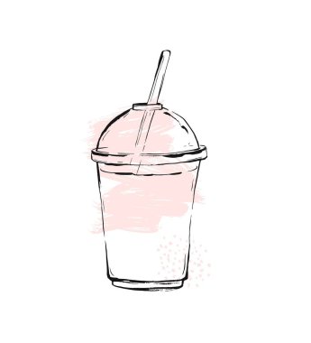 Çilekli milkshake beyaz zemin üzerine