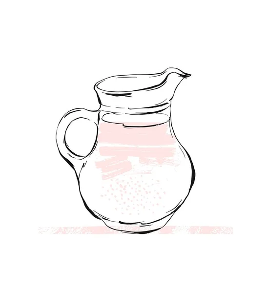 Αναζωογονητική απεικόνιση λεμονάδας. Ποτήρι με καλαμάκι και κανάτα με λεμόνια και παγάκια. Ρετρό στυλ εικονογράφηση με vintage υφή. — Διανυσματικό Αρχείο