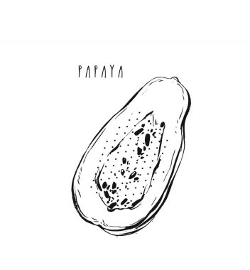 İllüstrasyonlar papaya büyük el çekilmiş