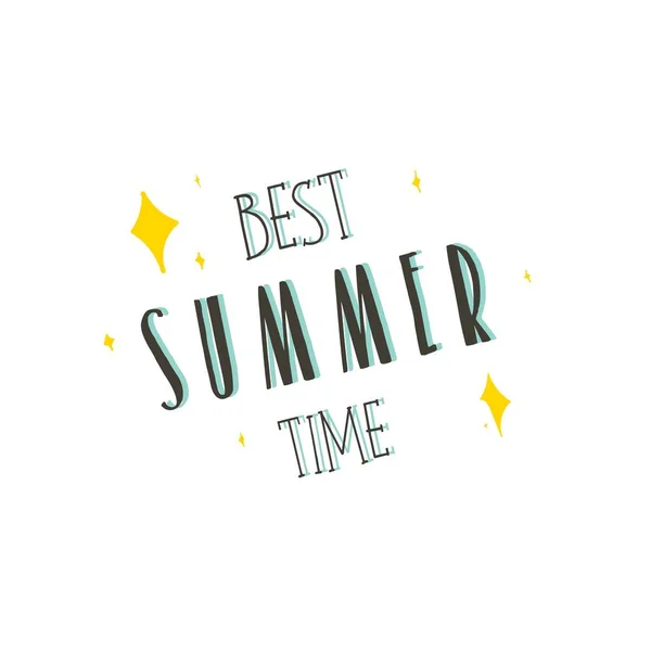 Handgezeichneter Vektor abstrakte Typografie Zitat Beste Sommerzeit isoliert auf weißem Hintergrund — Stockvektor