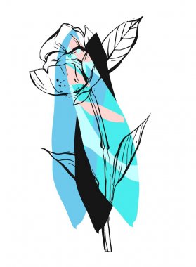 Çiçek öğeleri ve farklı dokular ile moda yaratıcı kartları koleksiyonu. Kolaj. Tasarım poster, kart, davet, afiş, broşür, el ilanı için. Vektör