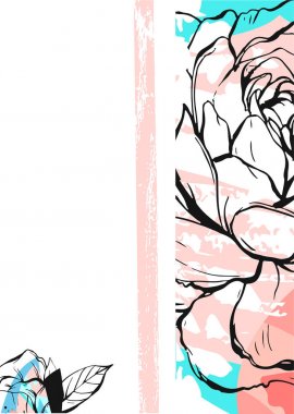 El vektör soyut yapımı moda yaratıcı evrensel kolaj seamless modeli farklı dokular ve şekiller ile beyaz arka plan üzerinde izole çiçek Şakayık motifinin ile dokulu. Modern bahar tasarımı.