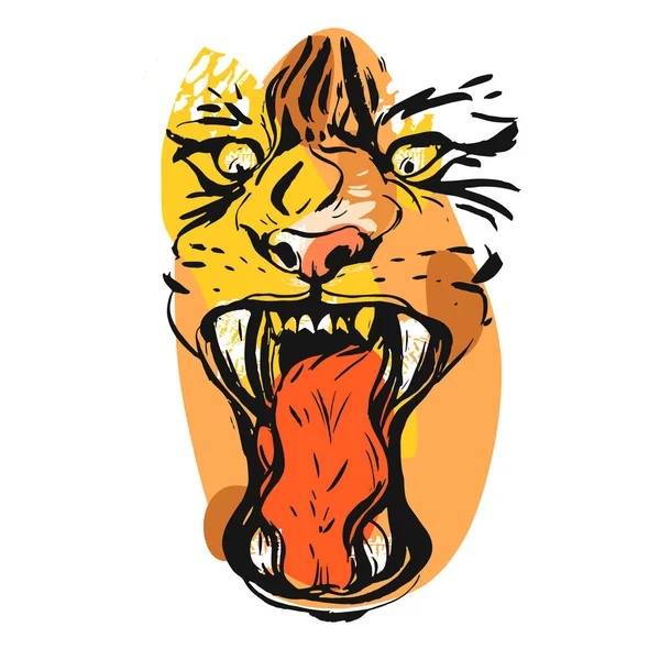 Angry Tiger ansikte — Stock vektor
