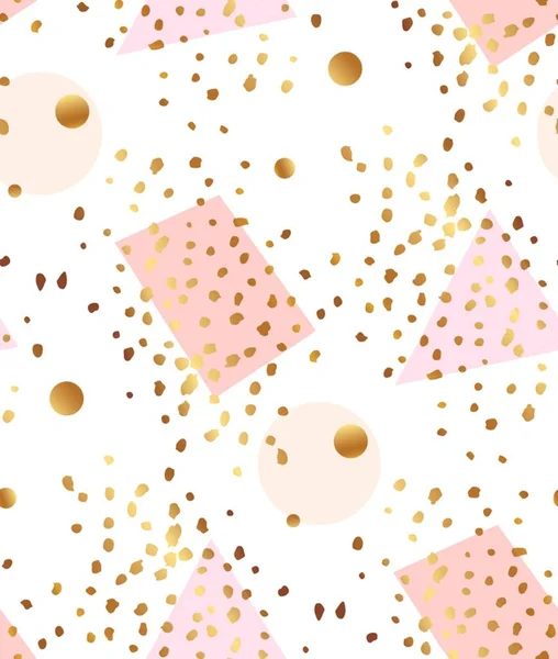 Abstrakta geometriska sömlösa mönster i vitt, guld, pastell rosa. Hand dras penseldraget, prickar mönster och geometriska element. Moderna och eleganta abstrakt design affisch, lock, kortdesign — Stock vektor