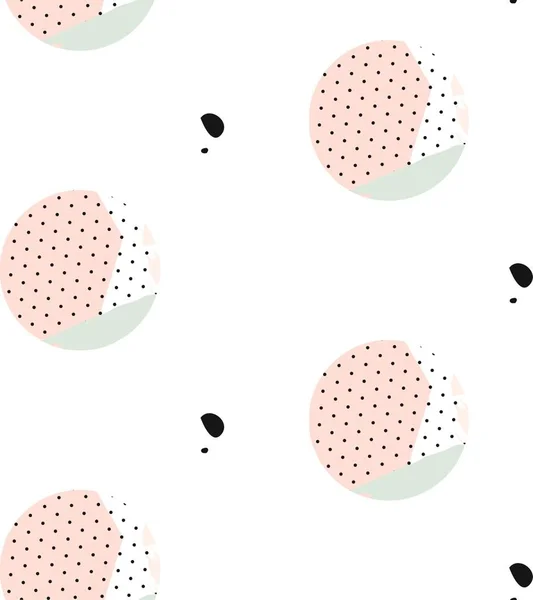 Cute vector seamless pattern . Brush strokes, circles and blots. Endless texture can be used for printing onto fabric or paper. — Stock Vector