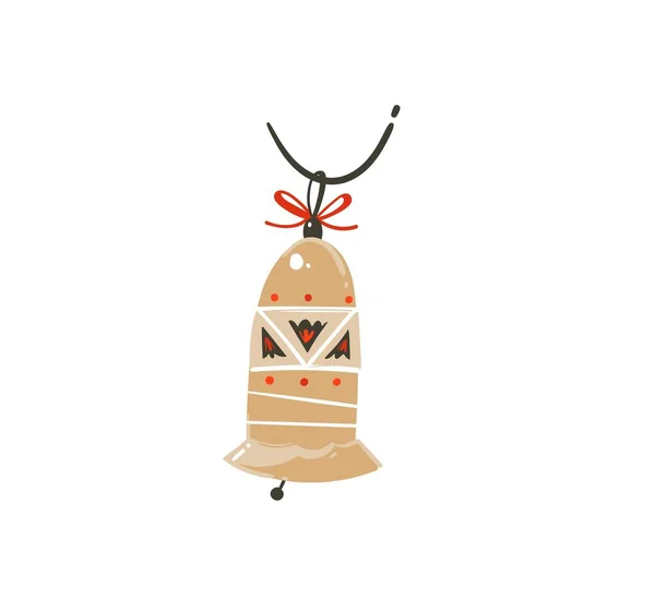 Diversión abstracta vectorial dibujada a mano Feliz Navidad ilustración de dibujos animados icono con lindo retro vintage Navidad bauble aislado sobre fondo blanco — Vector de stock