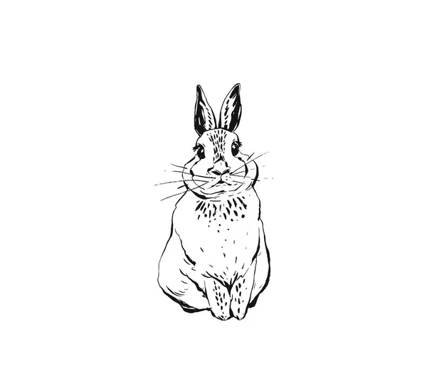 Elément graphique graphique abstrait dessiné à la main vectoriel avec dessin au pinceau illustration de lapin ou lapin isolé sur fond blanc — Image vectorielle