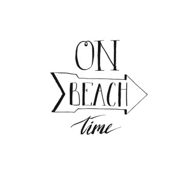 Elle çizilmiş vektör soyut mürekkep eski püskü grafik el yazısı hat aşama metin işaret beyaz arka plan üzerinde izole Beach girl