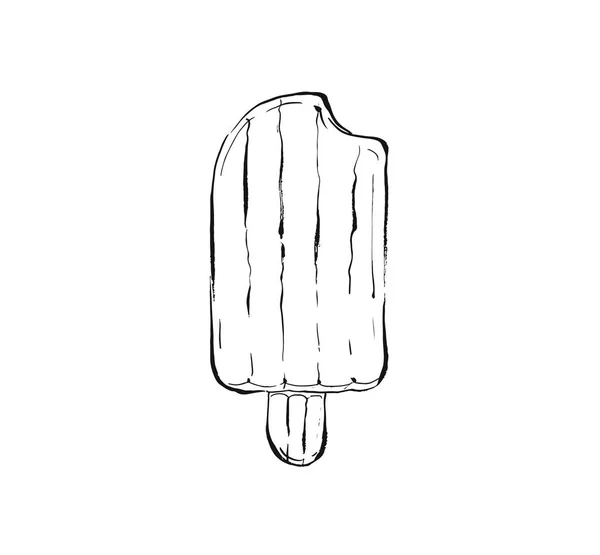 Vector dibujado a mano abstracto gráfico verano tinta dibujo boceto de helado lolly piscina flotador aislado sobre fondo blanco — Archivo Imágenes Vectoriales