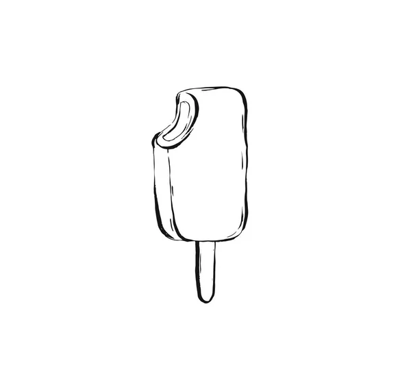 Icono de ilustración de boceto gráfico de tinta abstracta vectorial dibujado a mano con lolly de hielo aislado sobre fondo blanco — Vector de stock