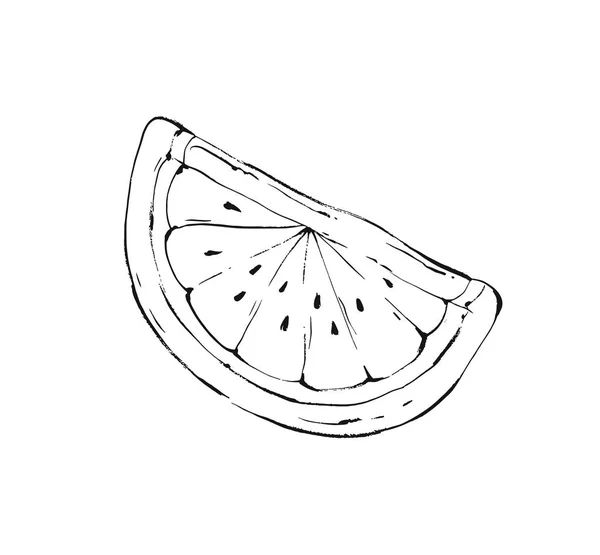 Beyaz arka plan üzerinde izole karpuz Yüzme Havuzu şamandıra şamandıra soyut grafik yaz zaman mürekkep çizim sketch çizilmiş vektör el — Stok Vektör
