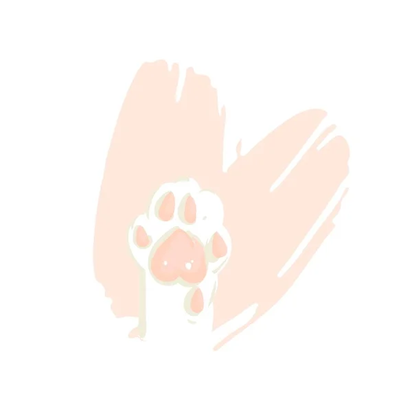 Dibujado a mano vector abstracto caricatura moderna Feliz día de San Valentín concepto ilustraciones tarjeta con patas de gato lindo en colores pastel rosa aislado sobre fondo blanco — Archivo Imágenes Vectoriales