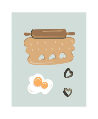 Yemek zamanı eğlenceli çizimler simgesiyle izole hamur kadar beyaz arka plan üzerinde rulo çizilmiş vektör modern karikatür ver. İllüstrasyonlar konsept tasarımı Food yemek