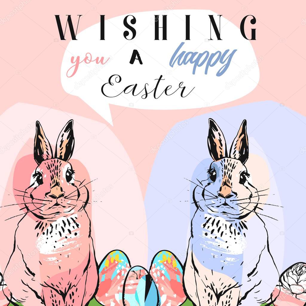 Happy Easter card. Happy easter hand lettering. Holidays spring poster. Vector illustration