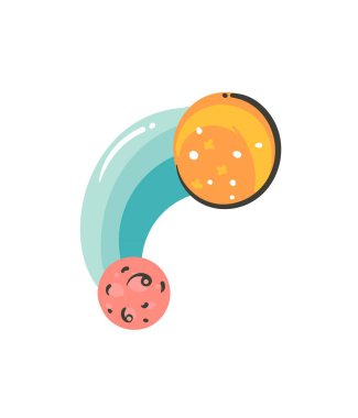 El çizilmiş vektör grafik yaratıcı karikatür çizimler simgesi beyaz arka plan üzerinde izole basit gökada uzay gezegenler ile