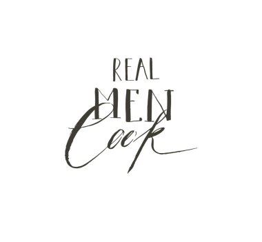 Konsept çizimler poster kart el yazısı modern hat gerçek erkek ile izole üzerinde beyaz arka plan yemek pişirme vektör modern karikatür el çekilmiş