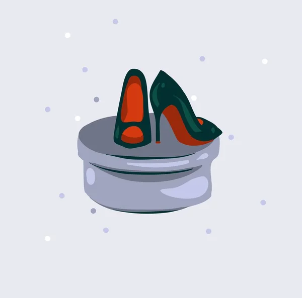 Handgezeichnete Vektor Stock abstrakte Grafik flache Illustration mit Hochzeit rotes Paar High Heel Schuhe isoliert auf weißem Hintergrund — Stockvektor